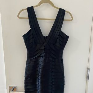 BCBG Maxaria black ribbed mini cocktail dress. Size 4